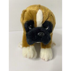 Demdaco Boxer Plush Nat And‎ Jules Realistic Sitting Stuffed Animal Dog 10”